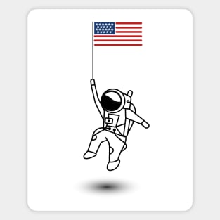 Astronaut and Stripes in Space: A Cosmic Celebration of Independence Day black design Magnet